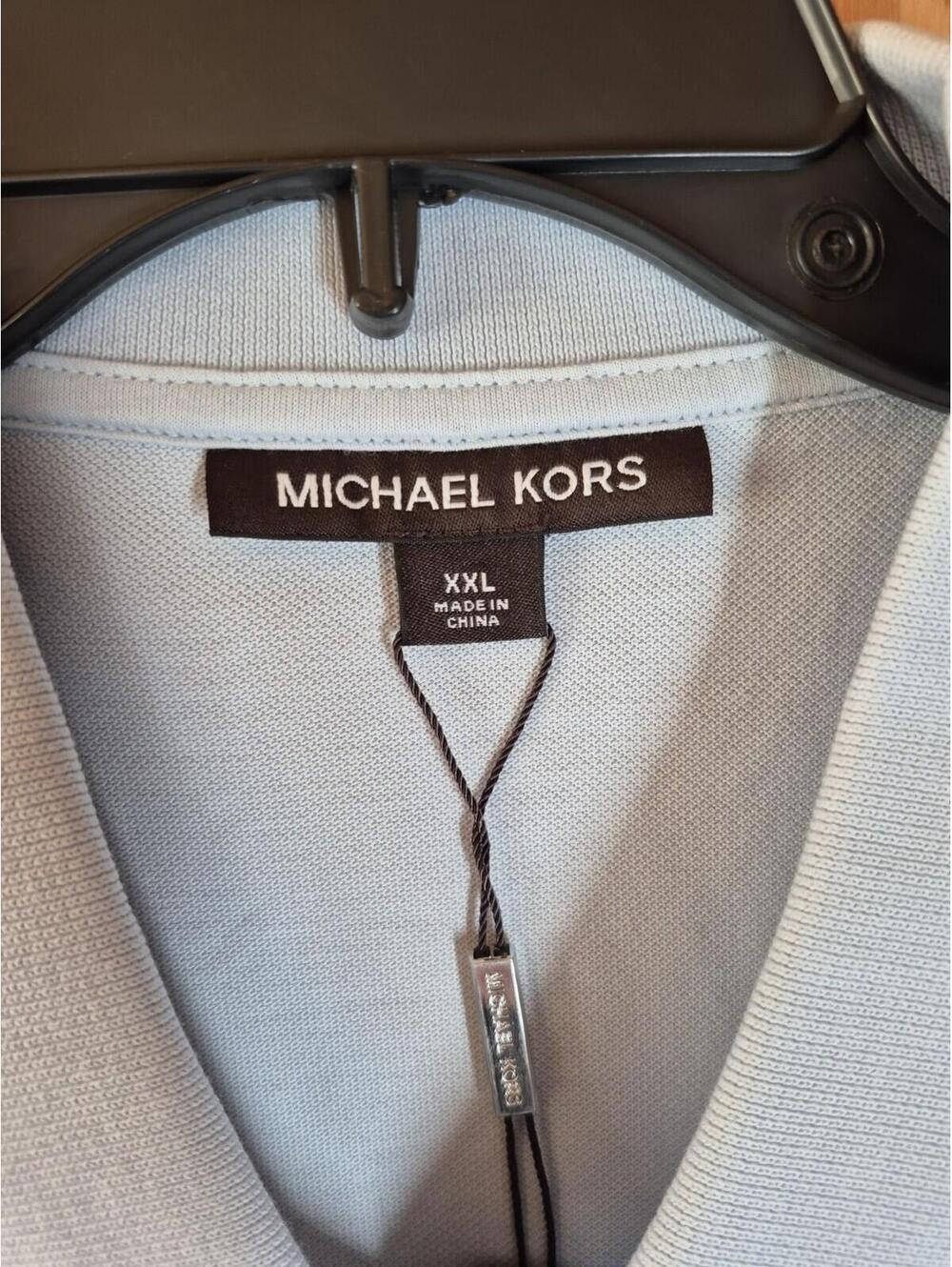 MICHAEL KORS Zip Pastel Blue Polo Shirt NEW 2XL XXL MSRP $118 - Pin hole on back - Picture 5 of 8